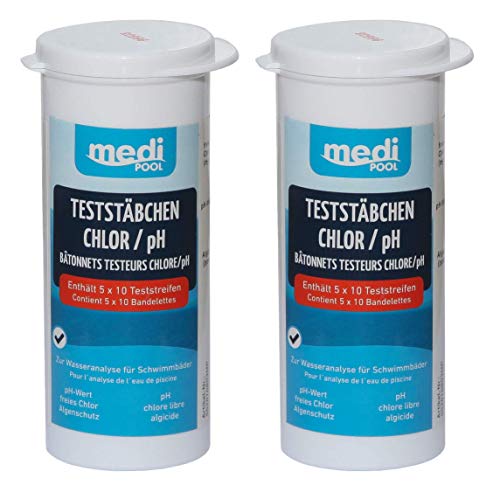 Medipool 2 Dosen Teststreifen für Chlor/pH Wert/Algenschutz 100 Teststäbchen von Medipool