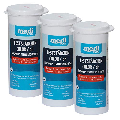 Medipool 3 Dosen 502010803MP Teststreifen für Chlor/pH Wert/Algenschutz 150 Teststäbchen von Medipool