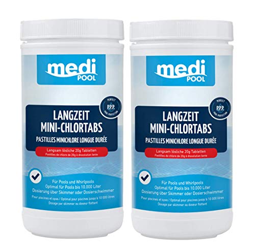 mediPOOL 503601MP Langzeit MiniChlorTabs 20g, 2 x 1 KG, Langzeit Mini Chlortabletten von Medipool