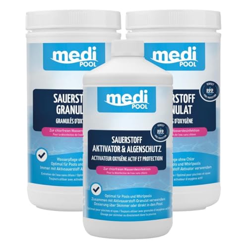 Medipool Wasserpflegeset 2X Sauerstoff Granulat 1 kg + 1x Aktivsauerstoff Aktivator 1 L von Medipool