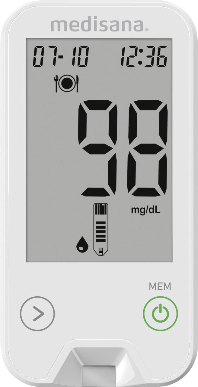 Medisana Blutzuckermessgerät MediTouch 2 Starterset inkl. Stechhilfe, AST-Kappe, 10 Lanzetten, 10 Te von Medisana