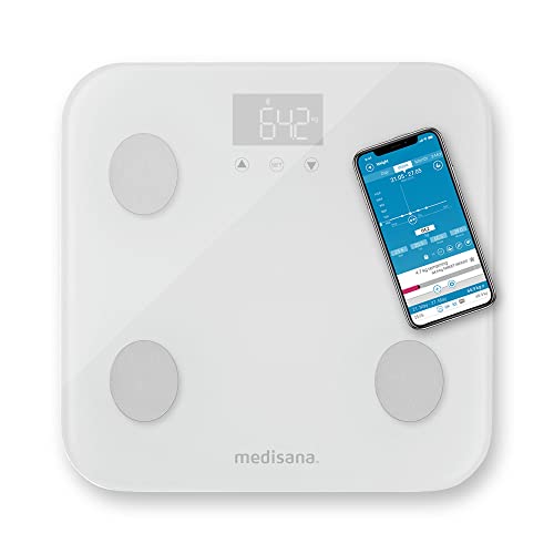 medisana BS 600 Körperanalysewaage bis 180 kg mit W-LAN oder Bluetooth, Personenwaage zur Messung von Körperfett, Körperwasser, Muskelmasse und Knochengewicht mit VitaDock+ Körperanalyse App von Medisana