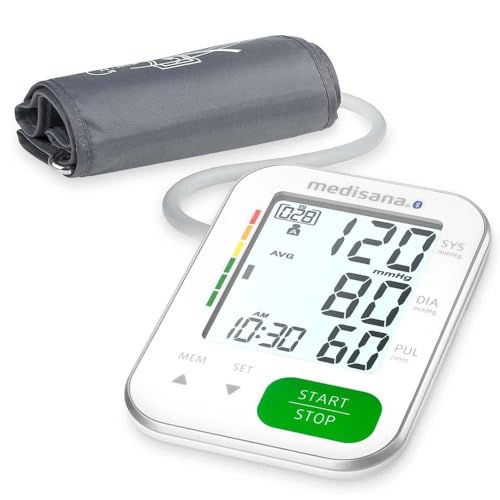medisana BU 570 connect Oberarm-Blutdruckmessgerät, Blutdruck- und Pulsmesser mit Speicherfunktion und Bluetooth-App, Ampel-Skala, Blutdruckmanschette mit Anzeige eines unregelmäßigen Herzschlags von Medisana