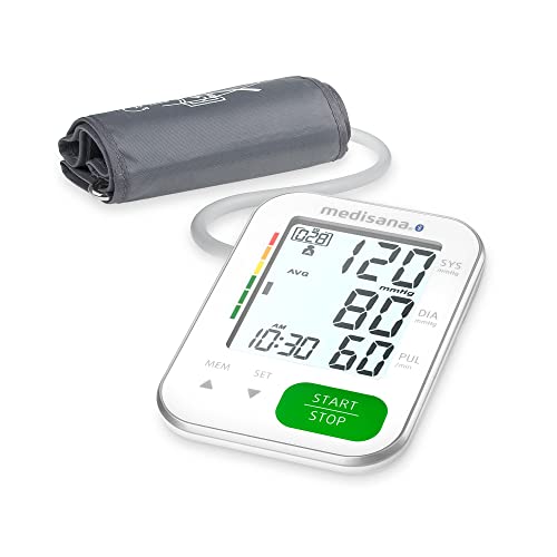 medisana BU 570 connect Oberarm-Blutdruckmessgerät, präzise Blutdruck und Pulsmessung mit Speicherfunktion und Bluetooth-App, Ampel-Skala, Funktion zur Anzeige eines unregelmäßigen Herzschlags von Medisana