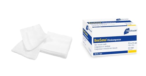 Meditrade 1792 Beesana Vliesstoffkompressen, Unsteril, 4-fach, 30 g, 10 cm Breite x 20 cm Länge (100-er pack) von Meditrade