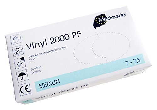 Vinyl-Handschuh 2000 PF 300 Stück (3 Boxen à 100 Stück) (XL) von Meditrade
