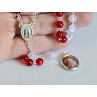 Göttliche Barmherzigkeit Rosenkranz, Andachtsrosenkranz Zu Blut Und Wasser Aus Jesus Wunden, Heiligen Faustinar Rosenkranzperlen, Handgefertigte von MedjugorjejewelryNo1