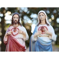 Heiliges Herz Und Unbeflecktes Von Jesus Maria, Maria 25-Zoll-statue, Gegossene Marmorpulverstatue Christus von MedjugorjejewelryNo1
