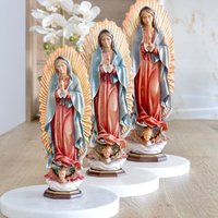 Statue Unserer Lieben Frau Von Guadalupe, Handgemachte Holzstatue Königin Des Friedens Statue, Jungfrau Maria Guadalupe von MedjugorjejewelryNo1