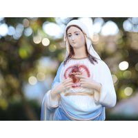 Unbeflecktes Herz Marienstatue, Outdoor-statue Der Jungfrau Maria, 25-Zoll-statue Unserer Lieben Frau, Medjugorje-Jesu-Herzstatue Aus Marmorpulver von MedjugorjejewelryNo1