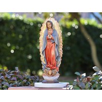 Unsere Dame Von Guadalupe Handgeschnitzte Holzstatue, Königin Des Friedens 14-Zoll-Statue, Einzigartige Statue Der Jungfrau Maria, Mutter Maria Für von MedjugorjejewelryNo1