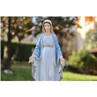 Unsere Liebe Frau Der Gnade 20-Zoll-statue, Gegossene Marmorpulver Innen-Außenstatue, Gartenstatue Jungfrau Maria, Blaue von MedjugorjejewelryNo1