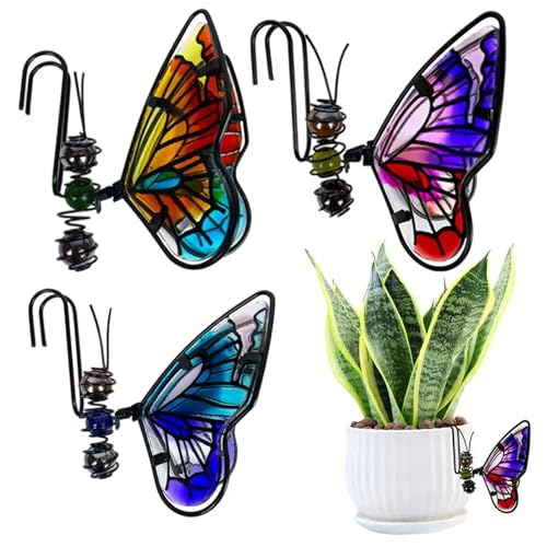 Mednkoku Blumentopf Hugger 3PCS/Set Butterfly-Form 4.1x3.7in 3 Farbkörpern Hugger mit hängenden Haken DIY Personalisierte Eisen- und Glas-Bonsai-Blumendekorationen, Pflanzerdekorationen für Töpfe Mednkoku Blumentopf Hugger 3PCS/Set Butterfly-Form 4.1x3.7in 3 Farbkörpern Hugger mit hängenden Haken DIY Personalisierte Eisen- und Glas-Bonsai-Blumendekorationen, Pflanzerdekorationen für Töpfe von Mednkoku