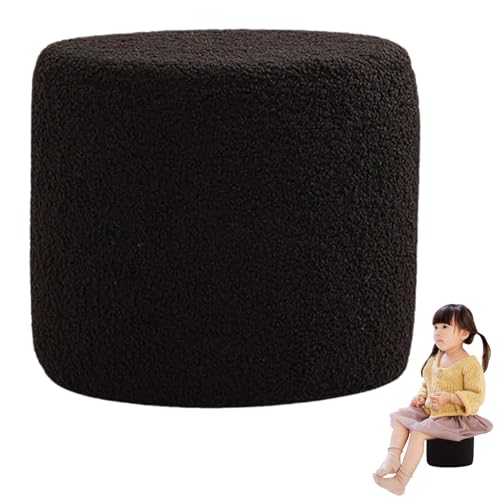 Mednkoku Ottomane Hocker 7, 5 Zoll hohe kleine Pouffes für Wohnzimmer robust und bequem gepolstert Sitzstuhl Ruhe bis zu 150 kg für Büroeingangsschlafzimmer schwarz, kleines Holz von Mednkoku