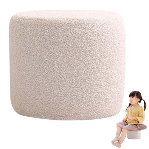 Mednkoku Ottomane Stuhl 7, 5 Zoll hohe kleine Pouffes für Wohnzimmer robust und bequem gepolstert Sitzstuhl Ruhe bis zu 150 kg für Büroeingangsschlafzimmer Weiß, kleines Holz von Mednkoku