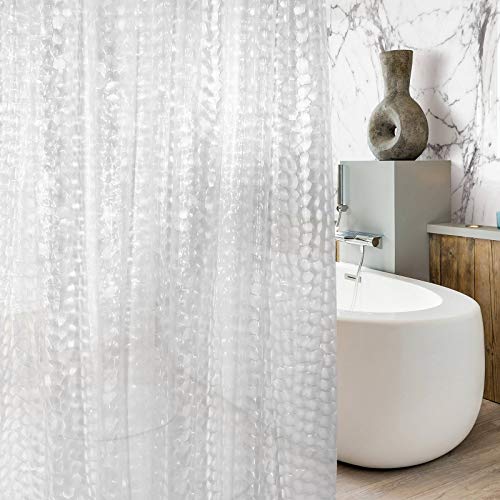 Duschvorhang Transparent, Duschvorhang 180x180 mit 12 Duschvorhangringen für Badewanne und Dusche, 3D Eva Wasserdicht Shower Curtains mit Gewicht Magnet unten von MeeQee