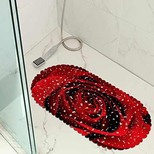Duschmatte Mehrfarbige Rose Muster 35x70cm Badematte Mit Saugnäpfen Badematte PVC Badematte Anti-Rutsch (Muster 08) von MeeT