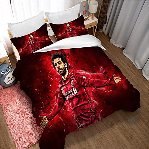 100% Reine Baumwolle Mohamed Salah Golden Boots Bettbezug Set Mit Verstecktem Verschluss, 3 Stück Weiche Wohnaccessoires Bettwäsche Mit 1 Bettbezug Und 2 Kissenbezügen (Bild 01,135 x 200 cm) von MeeTe