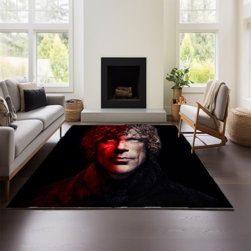 Game of Thrones Blauer Teppich Im Vintage-Stil Mit Meliertem, Verschwommenem Design, Kurzflorig, Waschbar Und rutschfest Fürs Schlafzimmer (GOF 02,150x200 cm) von MeeTe