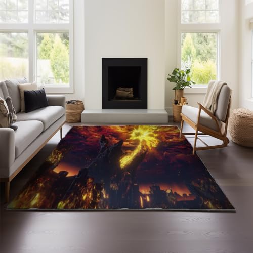 MeeTe 3D-Optik Cool Line Light Style Elden Ring Teppich – Unverzichtbare Fußmatte Für Jugendzimmer, Schlafzimmer, E-Sport-Raum, Gaming-Raum (Ring 02,150x200 cm) von MeeTe