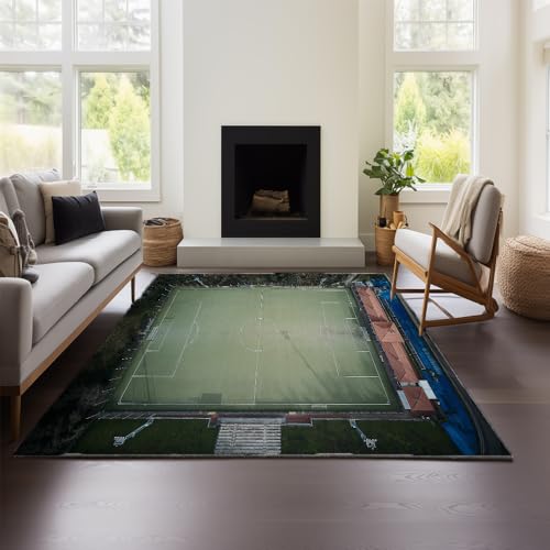 MeeTe 3D Visual Cool Line Light Style Fußballteppich - Unverzichtbare Fußmatte Für Teenager Kinderzimmer, Geeignet Schlafzimmer E-Sports Zimmer Gaming Zimmer (Fußball 04,150x200 cm) von MeeTe