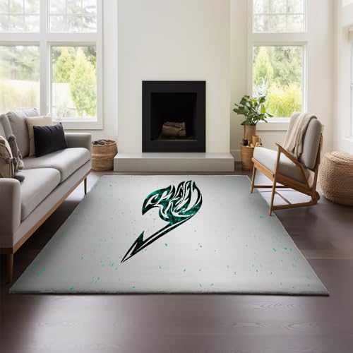 MeeTe Blauer Teppich Im Vintage-Stil „Fairy Tail“ Mit Verschwommenem Design, Kurzflorig, Waschbar Und rutschfest Fürs Schlafzimmer (Fairy Tail 01,80x120 cm) von MeeTe