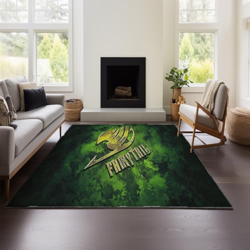 MeeTe Blauer Teppich Im Vintage-Stil „Fairy Tail“ Mit Verschwommenem Design, Kurzflorig, Waschbar Und rutschfest Fürs Schlafzimmer (Fairy Tail 02,150x200 cm) von MeeTe