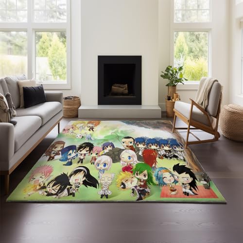 MeeTe Blauer Teppich Im Vintage-Stil „Fairy Tail“ Mit Verschwommenem Design, Kurzflorig, Waschbar Und rutschfest Fürs Schlafzimmer (Fairy Tail 04,120x160 cm) von MeeTe