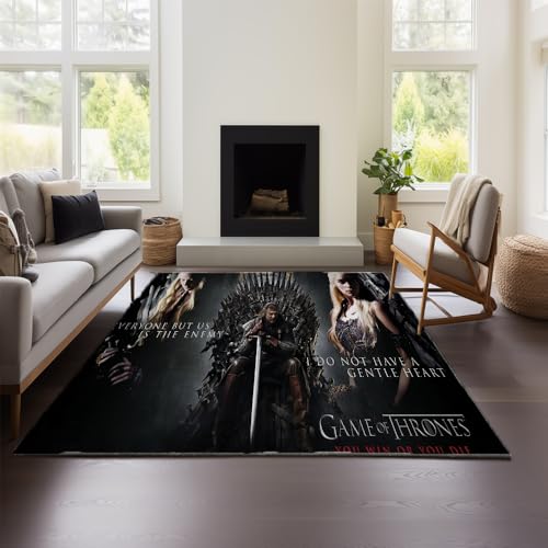 MeeTe Game of Thrones Teppich Für Wohnzimmer, Sofa, Couchtisch, Hochwertiger, Leichter Luxusteppich, Schlafzimmer, Nachttischdecke, Waschbar (GOF 01,120x160cm) von MeeTe