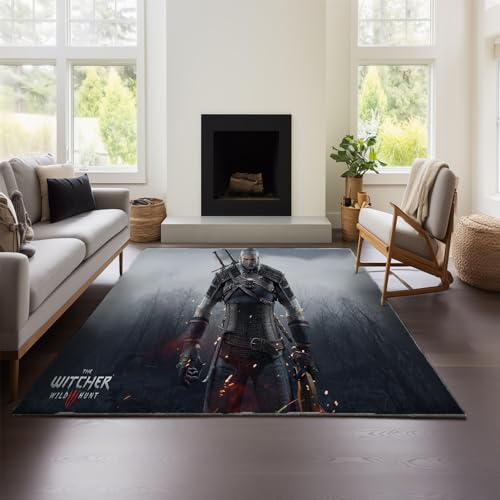 MeeTe Großer Wohnzimmerteppich – Maschinenwaschbarer Teppich – Rutschfester, Flauschiger Teppich Für Wohnzimmer Und Schlafzimmer (Witcher 01,100x150 cm) von MeeTe