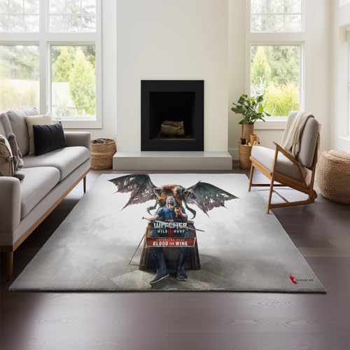 MeeTe Großer Wohnzimmerteppich – Maschinenwaschbarer Teppich – Rutschfester, Flauschiger Teppich Für Wohnzimmer Und Schlafzimmer (Witcher 03,150x200 cm) von MeeTe
