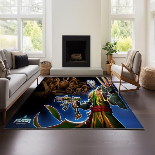 MeeTe Paladins Teppich Im 3D-Look Mit Cool Line Light – Eine Unverzichtbare Fußmatte Für Jugendzimmer, Schlafzimmer, E-Sport-Raum Und Gaming-Raum (Paladins 01,100x150 cm) von MeeTe