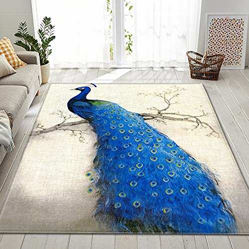 MeeTe Startseite Teppich Pfau Vogelkönig Grün Gelb Faraday Warmer Teppich Blau Schmetterlingsblume Schlafzimmer Treppenmatte rutschfeste Fußbodenheizung (Farbe 01,150_x_200_cm) von MeeTe