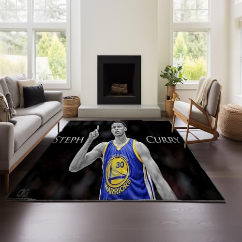 MeeTe Stephen Curry Teppich Im 3D-Look Mit Cool Line Light – Eine Unverzichtbare Fußmatte Für Jugendzimmer, Schlafzimmer, E-Sport-Raum Und Gaming-Raum (Curry 01,160x240 cm) von MeeTe