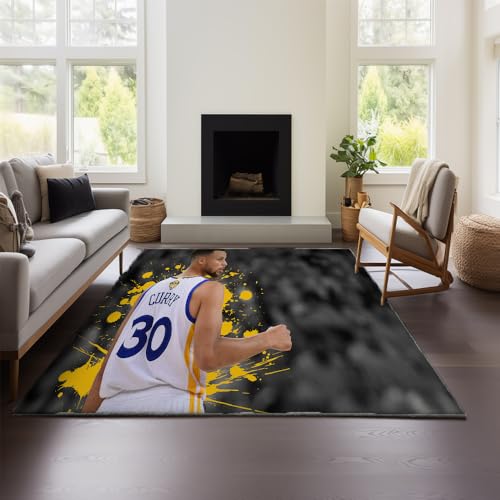 MeeTe Stephen Curry Teppich Im 3D-Look Mit Cool Line Light – Eine Unverzichtbare Fußmatte Für Jugendzimmer, Schlafzimmer, E-Sport-Raum Und Gaming-Raum (Curry 03,60x90 cm) von MeeTe