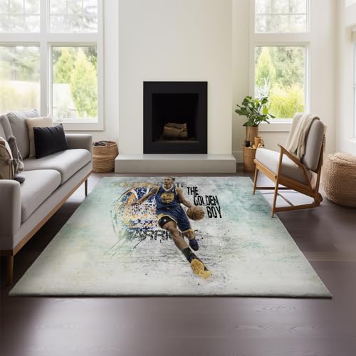 MeeTe Stephen Curry Teppich Schlafzimmer Wohnzimmer Kinder Jungen Teenager Flanellteppich Läufer Fußmatte (Curry 01,80x120 cm) von MeeTe