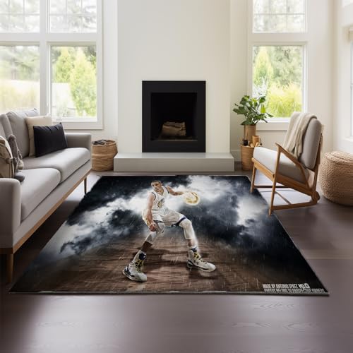 MeeTe Stephen Curry Teppich Schlafzimmer Wohnzimmer Kinder Jungen Teenager Flanellteppich Läufer Fußmatte (Curry 02,100x150 cm) von MeeTe