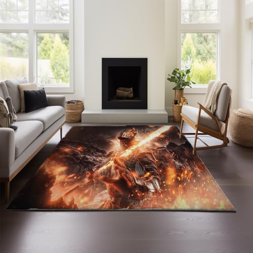MeeTe Teppich Wohnzimmer 2025, Neu, Leicht, Luxuriös, S-Klasse, Dark Souls, Schlafzimmer, Bodenmatte, Sofa, Waschbar, Wasserdicht Und Schmutzabweisend (DS 02,120x160 cm) von MeeTe