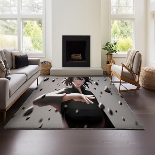 MeeTe Teppich Wohnzimmer 2025, Neu, Leicht, Luxuriös, S-Klasse, One Punch Man, Schlafzimmer, Bodenmatte, Sofa, Waschbar, Wasserdicht Und Schmutzabweisend (OPM 03,100x150 cm) von MeeTe