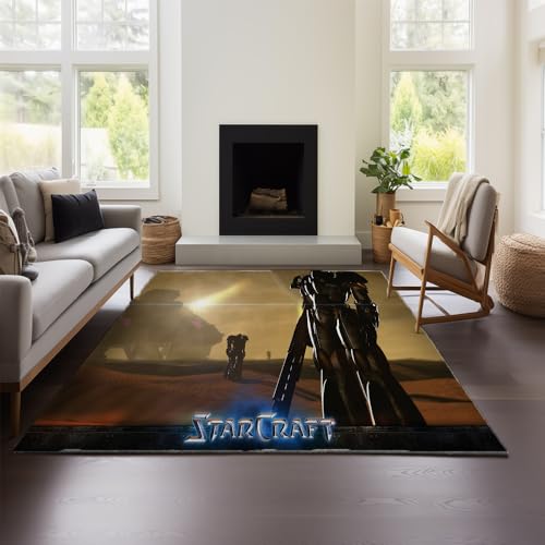 MeeTe Teppich Wohnzimmer 2025, Neu, Leicht, Luxuriös, S-Klasse, Starcraft, Schlafzimmer, Bodenmatte, Sofa, Waschbar, Wasserdicht Und Schmutzabweisend (SC 01,100x150 cm) von MeeTe