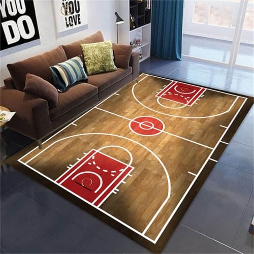 MeeTe Teppich Wohnzimmer Fußball- Und Basketballfelder Sofa Couchtisch Teppich Hochwertige Leichte Luxus-Bodenmatte Schlafzimmer Nachttischdecke Waschbar (Basketballplätze,160x240cm) von MeeTe
