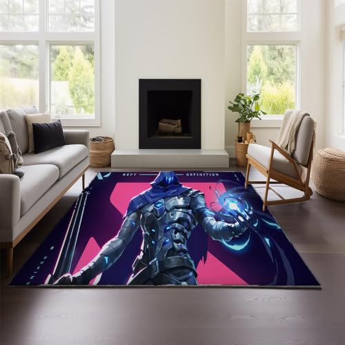 MeeTe Valorant Teppich Schlafzimmer Wohnzimmer Kinder Jungen Teenager Flanell Teppich Läufer Fußmatte (Valorant 01,80x120 cm) von MeeTe