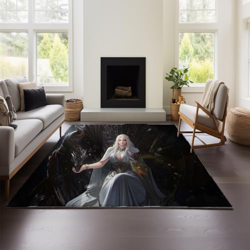 MeeTe Verdickter Kaschmir-Imitat-Game-of-Thrones-Teppich, Marokkanischer Wohnzimmer-/Schlafzimmer-Sofa-/Couchtisch-Decke, Ethnischer Stil, Amerikanischer Landhausstil, Retro (GOF 03,120x180cm) von MeeTe