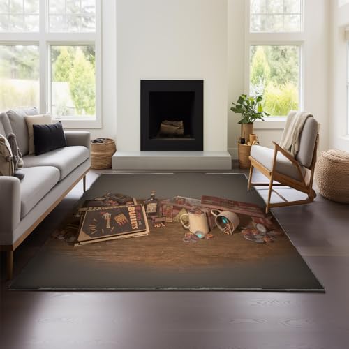MeeTe Verdickter Kaschmir-Imitat-Teppich „Fallout New Vegas“, Marokkanischer Wohn-/Schlafzimmer-Sofa-/Couchtisch-Decke, Ethnisch-amerikanischer Landhausstil (Fallout 02,45x120cm) von MeeTe