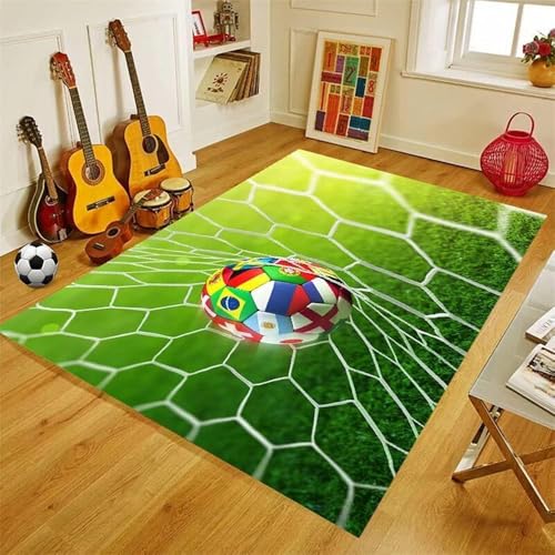 MeeTe Verdickter Kaschmir-Imitat-Teppich Mit Fußball- Und Basketballfeldern, Marokkanischer Wohn-/Schlafzimmer-Sofa-/Couchtisch-Decke, Ethnischer Stil (Grün,160x240cm) von MeeTe