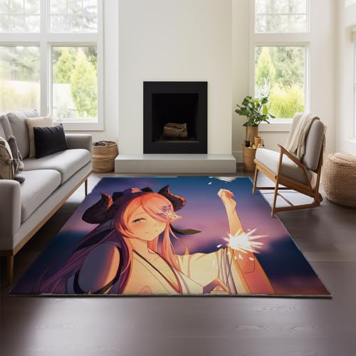 Moderner Abstrakter Teppich „Granblue Fantasy“ – Kücheneingang, Braun, Innenbereich, Maschinenwaschbar – Niedriger Teppichboden Im Used-Look Für Schlafzimmer Und Büro (GF 03,120x160cm) von MeeTe