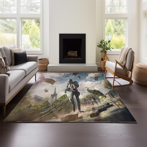 Moderner Kurzflor-Wohnzimmerteppich Mit 3D-geometrischem Playerunknown's Battlegrounds-Effekt (Battlegrounds 01,140x200cm) von MeeTe