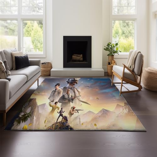 Moderner Kurzflor-Wohnzimmerteppich Mit 3D-geometrischem Playerunknown's Battlegrounds-Effekt (Battlegrounds 02,140x200cm) von MeeTe
