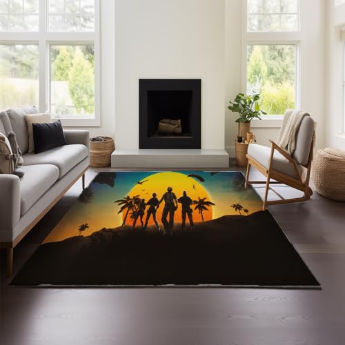 Moderner Kurzflor-Wohnzimmerteppich Mit 3D-geometrischem Playerunknown's Battlegrounds-Effekt (Battlegrounds 03,140x200cm) von MeeTe