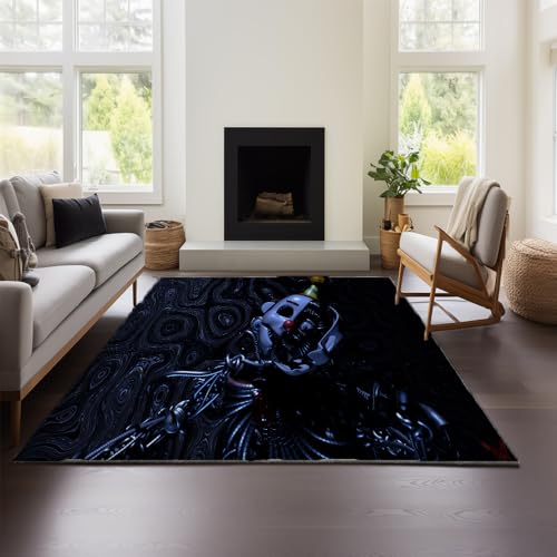Moderner Kurzflor-Wohnzimmerteppich Mit Geometrischem 3D-Effekt Aus „Five Nights at Freddy's Sister“ (Nights 02,140x200cm) von MeeTe